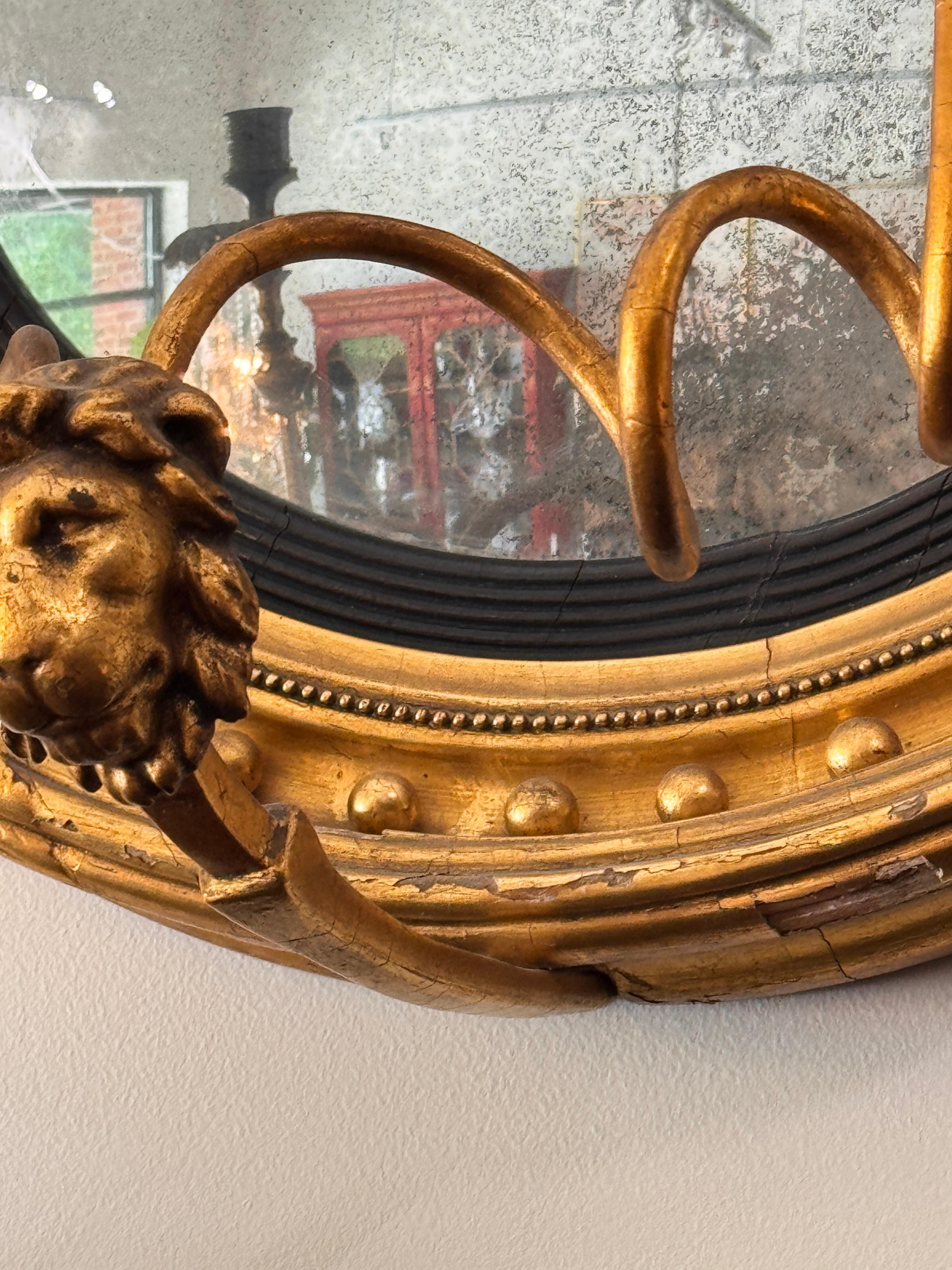 English Regency Period Giltwood Girandole Mirror with Eagle Crest For Sale 5