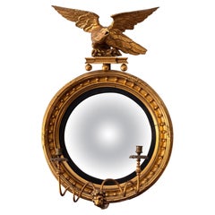 English Regency Period Giltwood Girandole Mirror with Eagle Crest