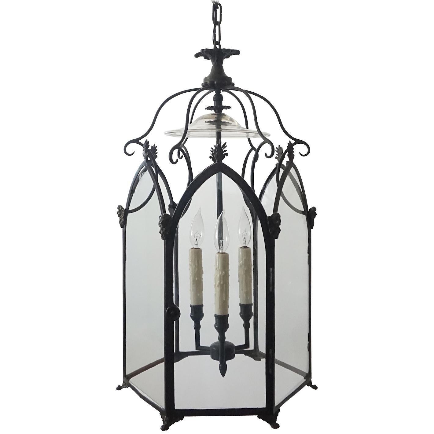 Englische „Gothick“-Laterne aus Bronze und Eisen aus der englischen Regency-Periode, um 1810