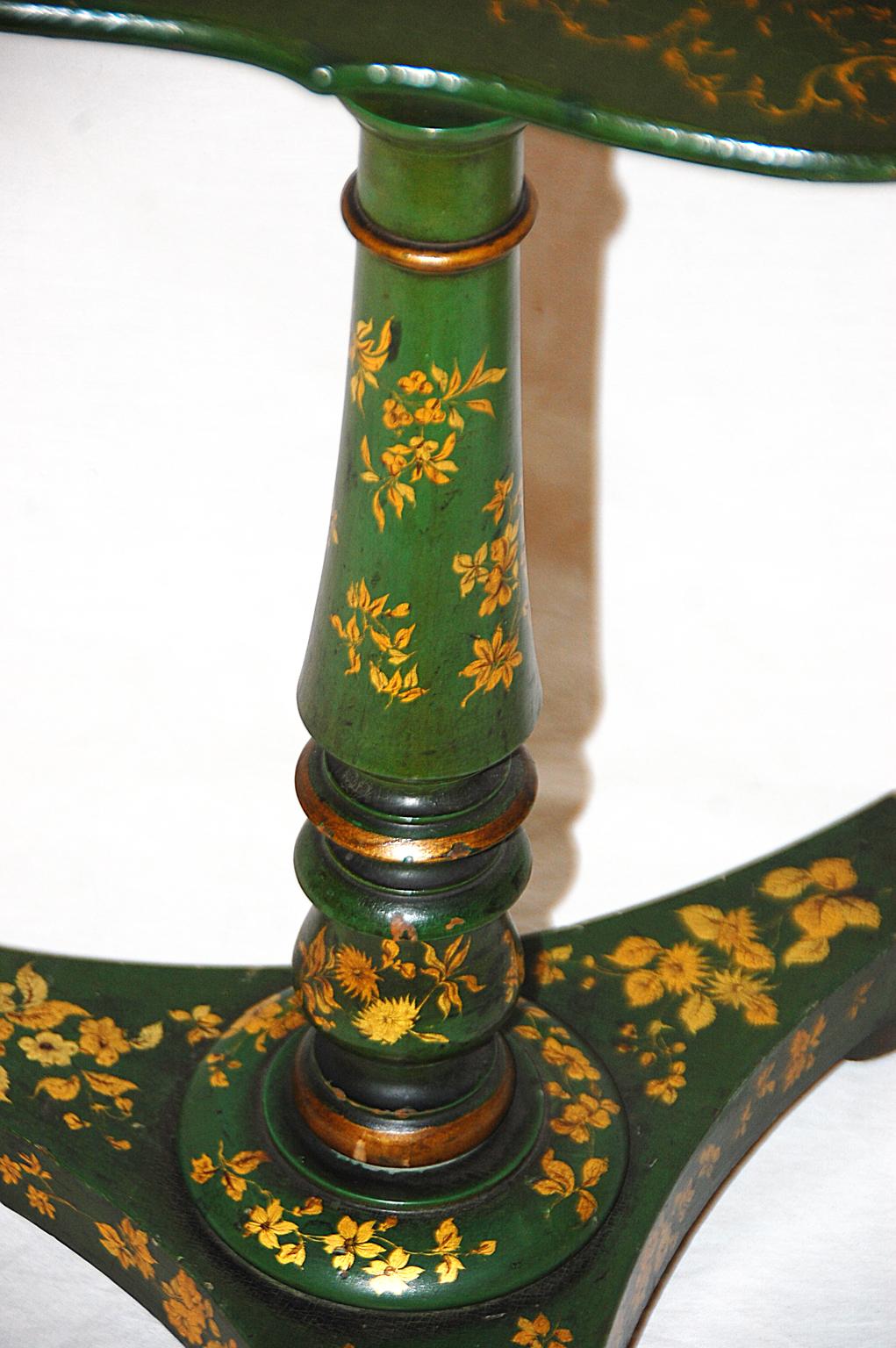 19th Century English Regency Period Hand Painted Pedestal Side Table