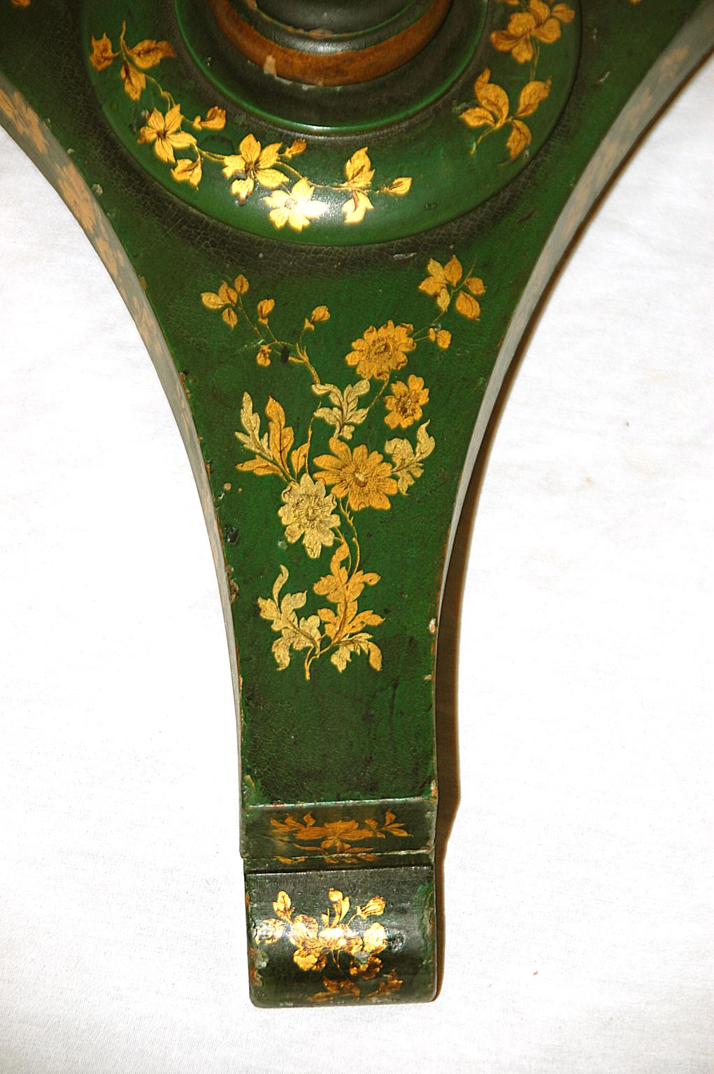 Hardwood English Regency Period Hand Painted Pedestal Side Table