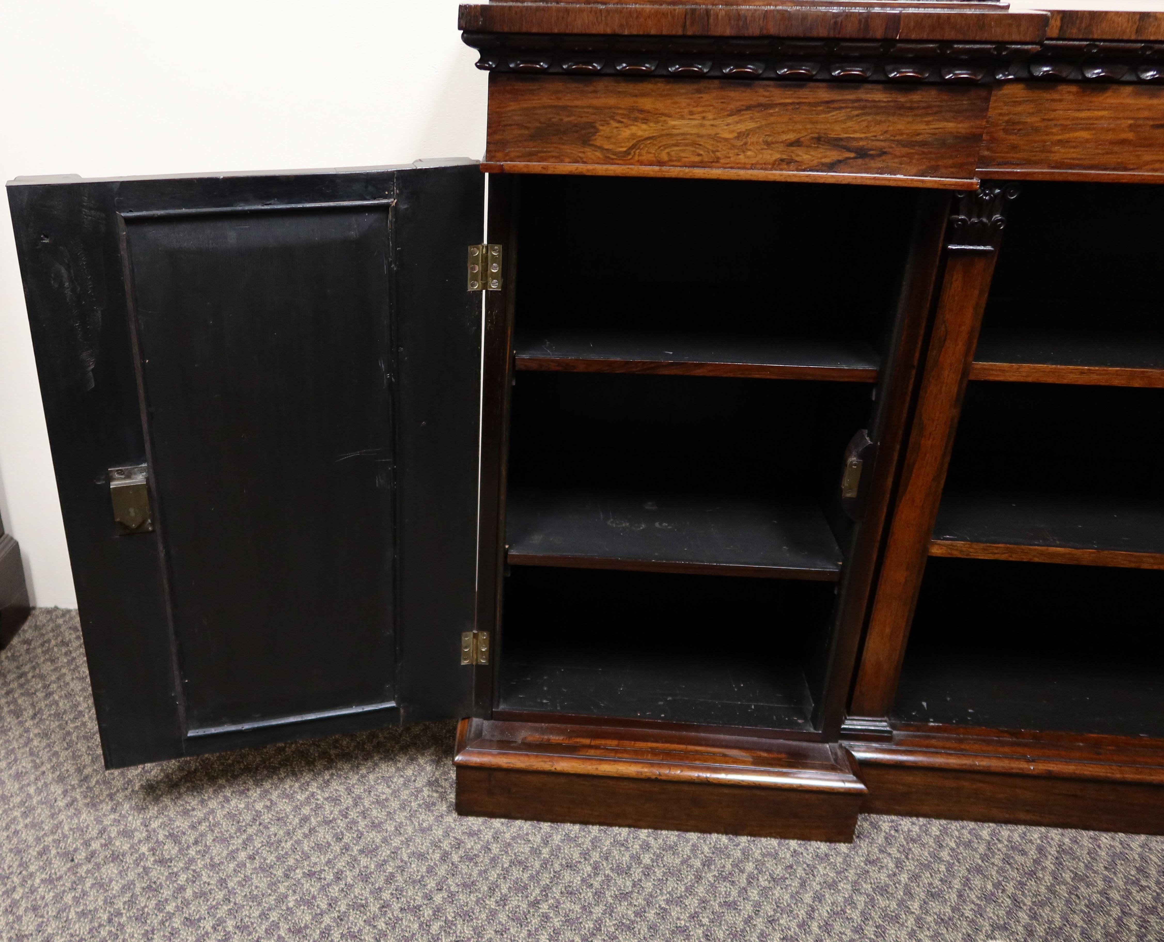 English Regency Period Low Rosewood Bookcase with Marble Tablets, circa 1810 For Sale 5