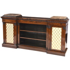 English Regency Period Low Rosewood Bookcase with Marble Tablets, circa 1810