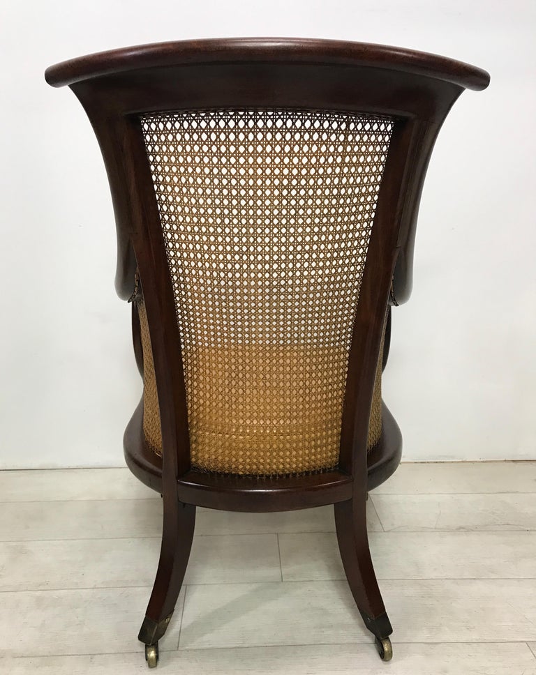 English Regency Period Mahogany and Caned Library Armchair, Early 19th Century For Sale 2