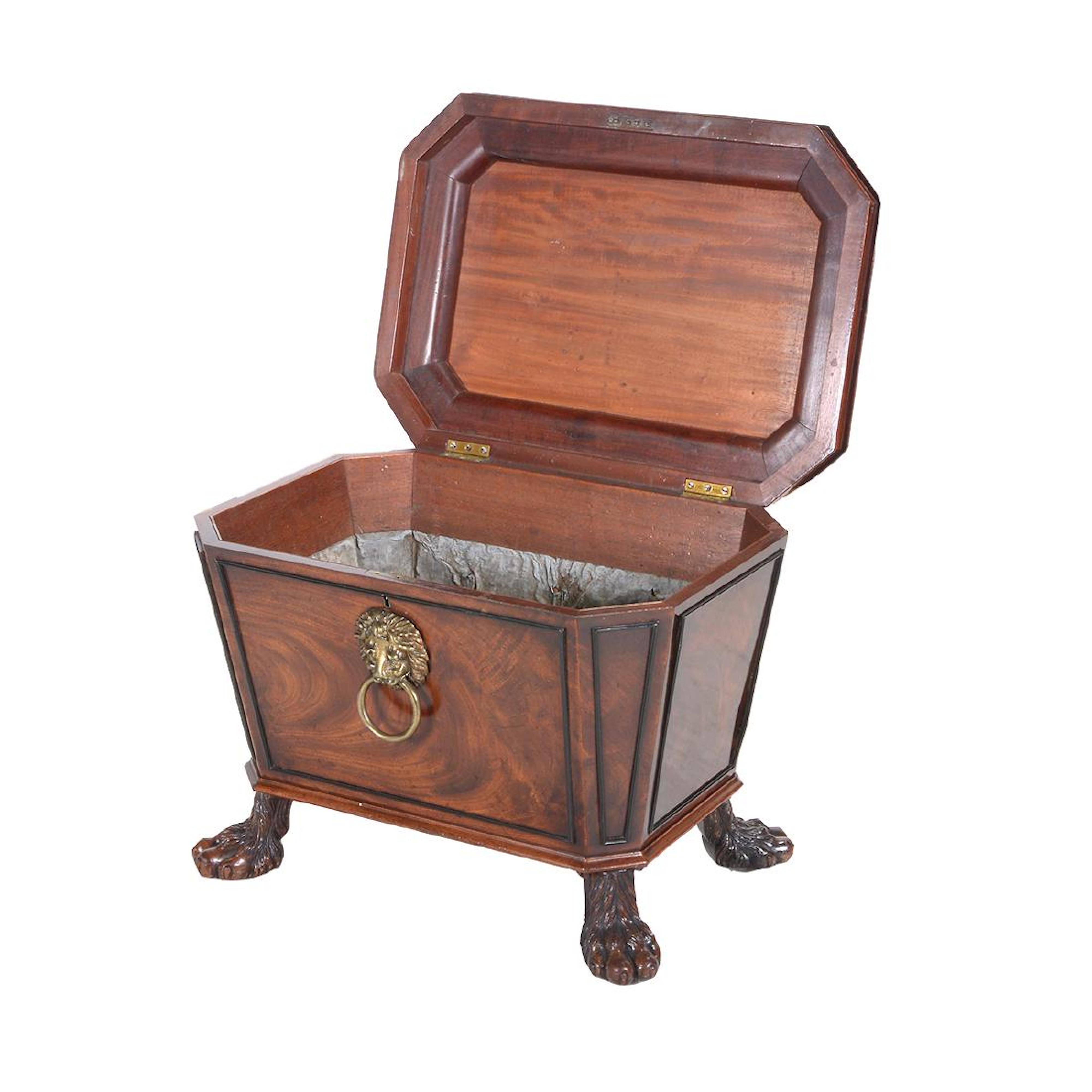 19th Century English Regency Period Mahogany Cellarette in the Style of Thomas Hope