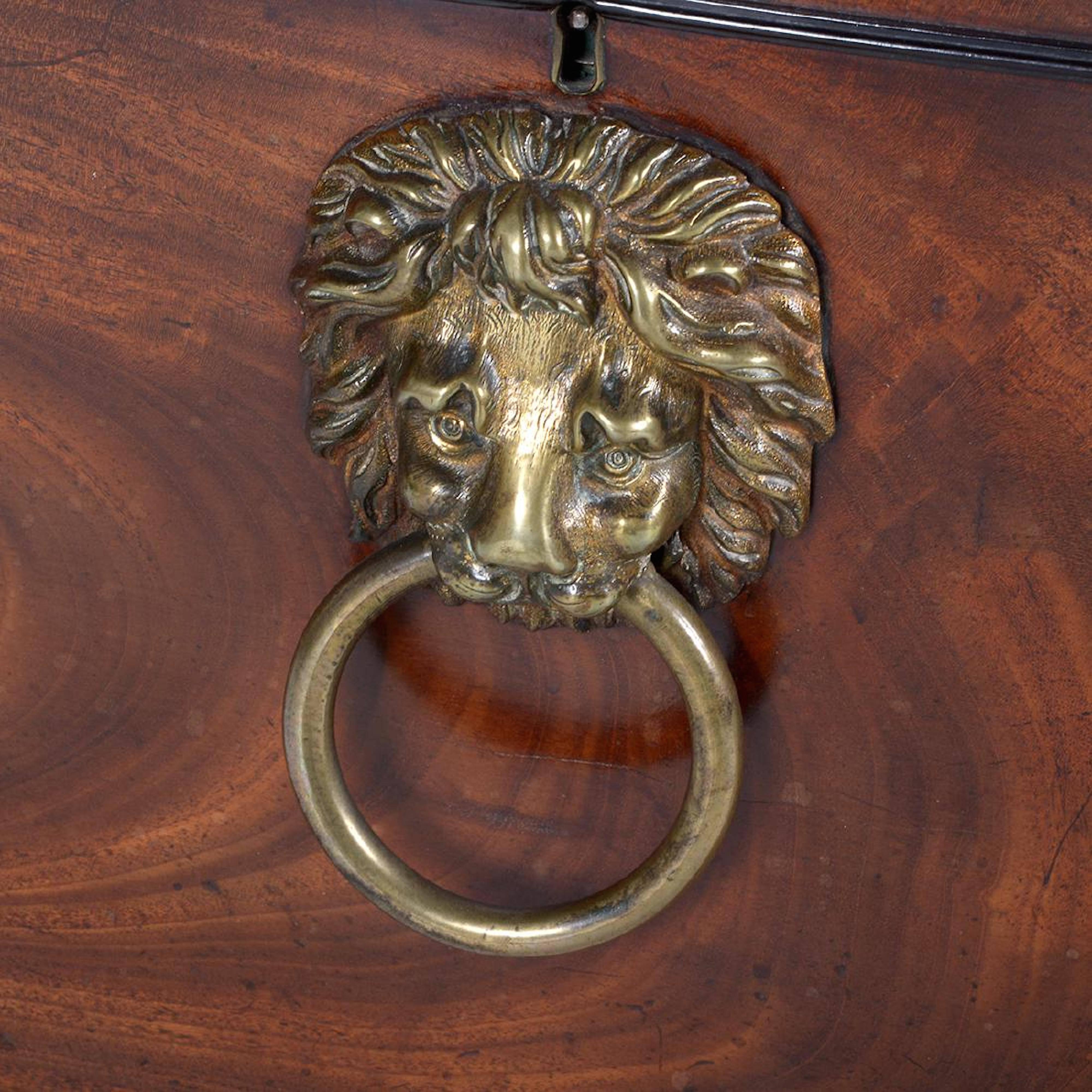 Brass English Regency Period Mahogany Cellarette in the Style of Thomas Hope
