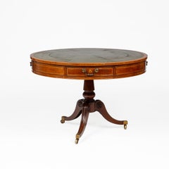English Regency Period Mahogany Drum Table with Leather Top, circa 1820–1830