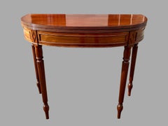 English Regency Period Mahogany Flip Top Game or Tea Table with Reeded Legs