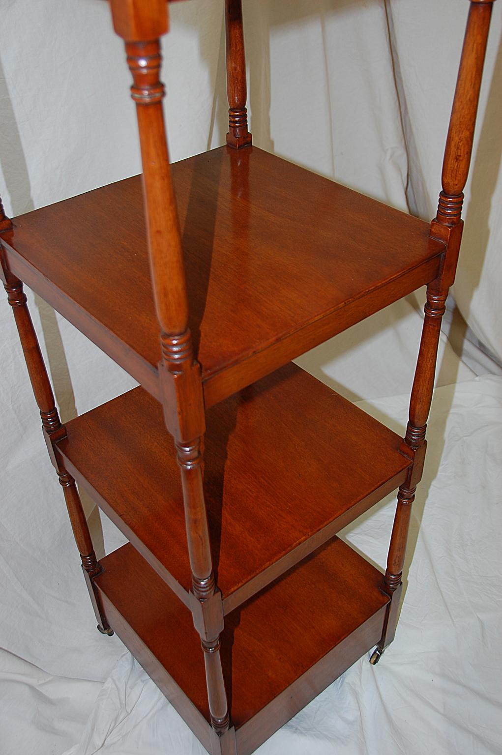 19th Century English Regency Period Mahogany Four-Tier Étagère with Drawer