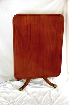 English Regency Period Mahogany Single Pedestal Dining Table with Ebony Stringin