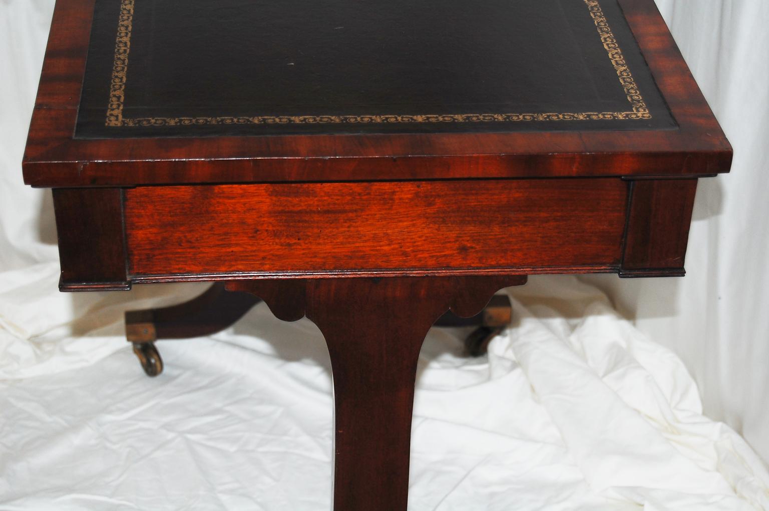 English Regency Period Mahogany Writing Table with Pedestal Ends 33 Inches Wide For Sale 2