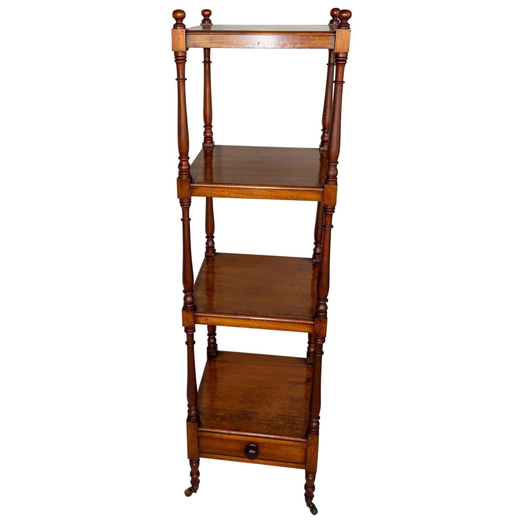 English Regency Period Walnut Four Tier Étagère, Circa 1820