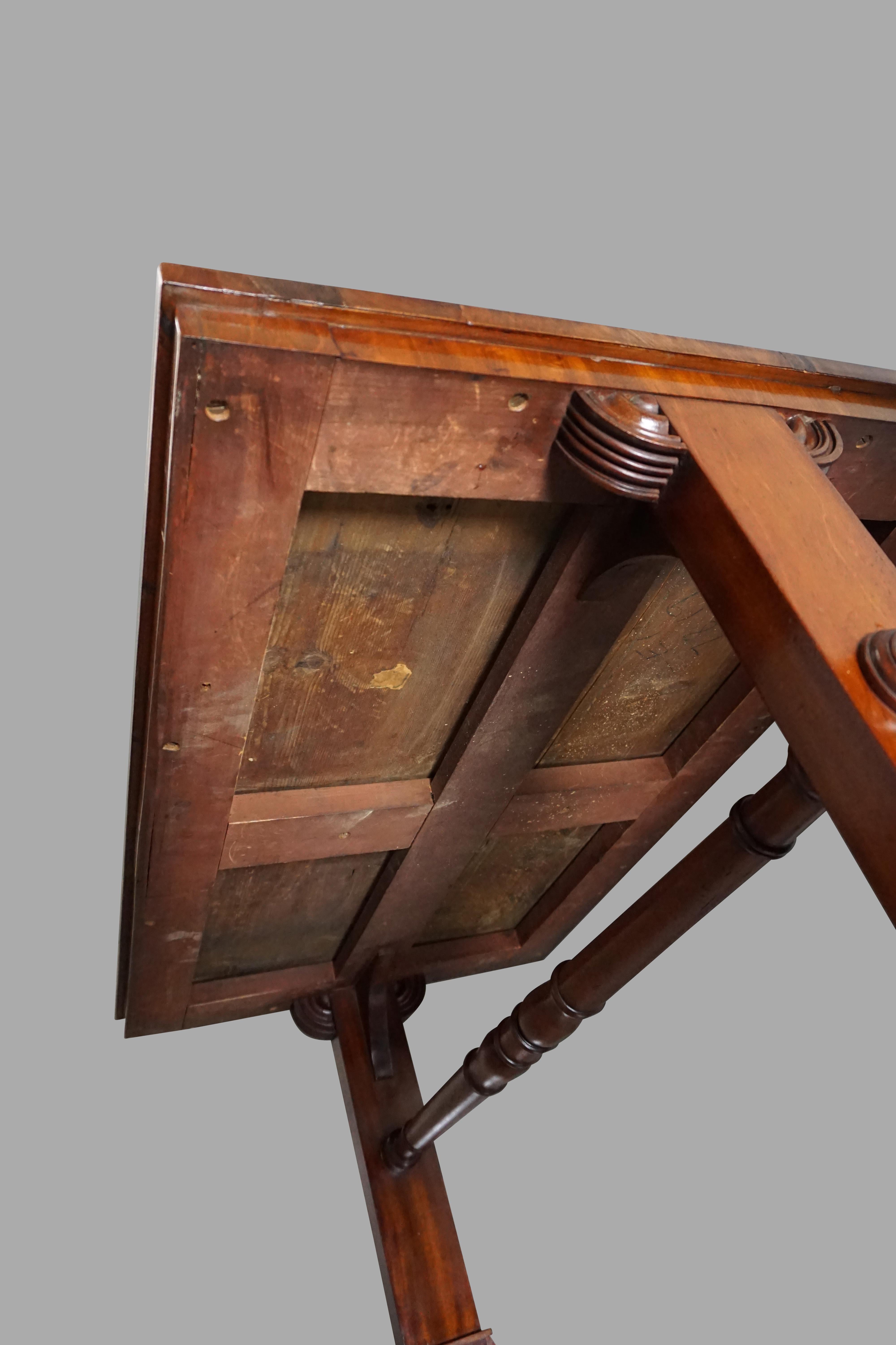 English Regency Period Writing Table with Brass Gallery and Tooled Leather Top 6