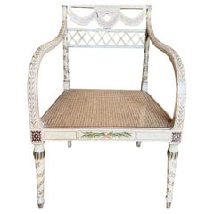 Antique English Regency Poly-Chrome Painted Armchair