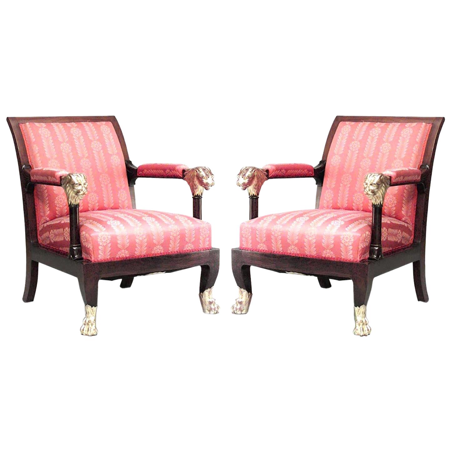 English Regency Red Armchairs For Sale