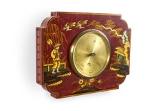 English Regency Red Lacquer Barometer