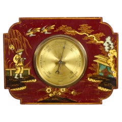 English Regency Red Lacquer Barometer