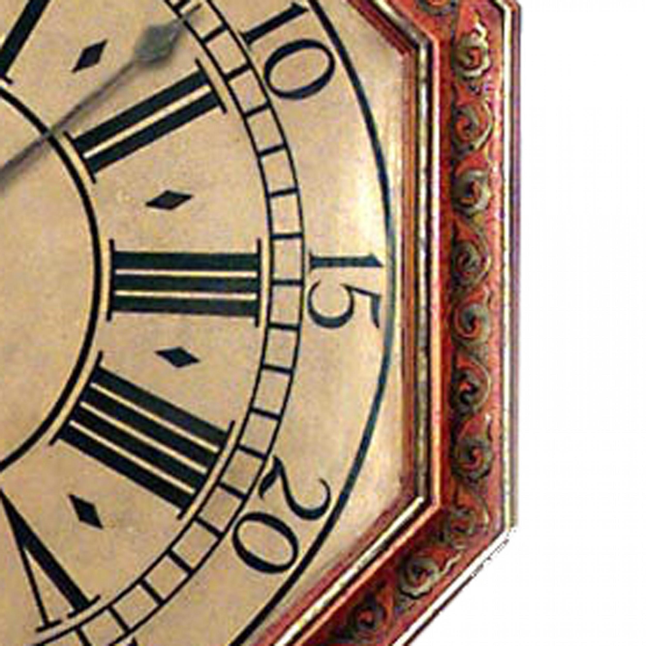 English Regency Red Lacquer Wall Clock In Good Condition For Sale In Queens, NY