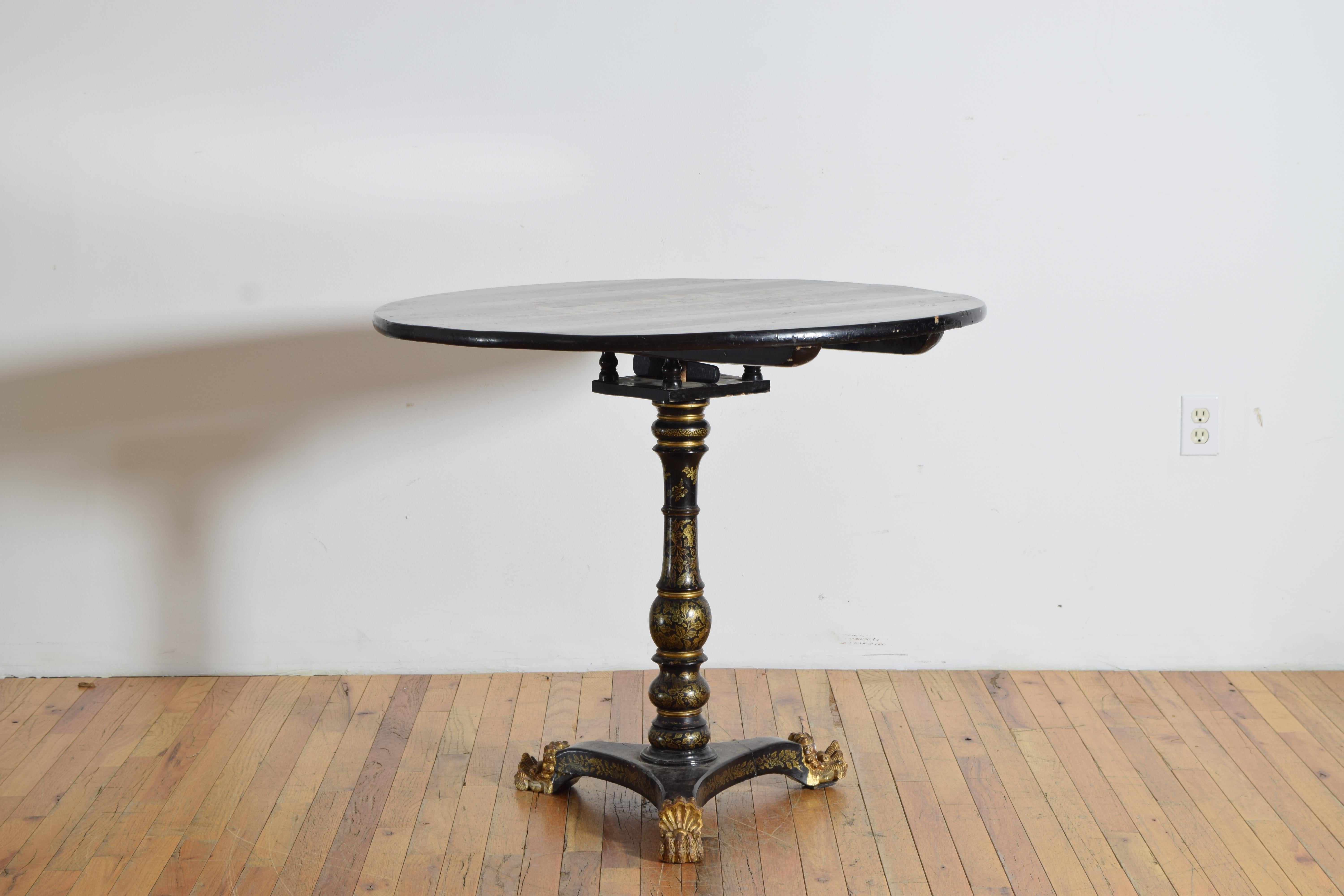 Englischer Regency-Revival-Tisch mit Chinoiserie-Kippplatte, ca. 1865 (Regency Revival) im Angebot