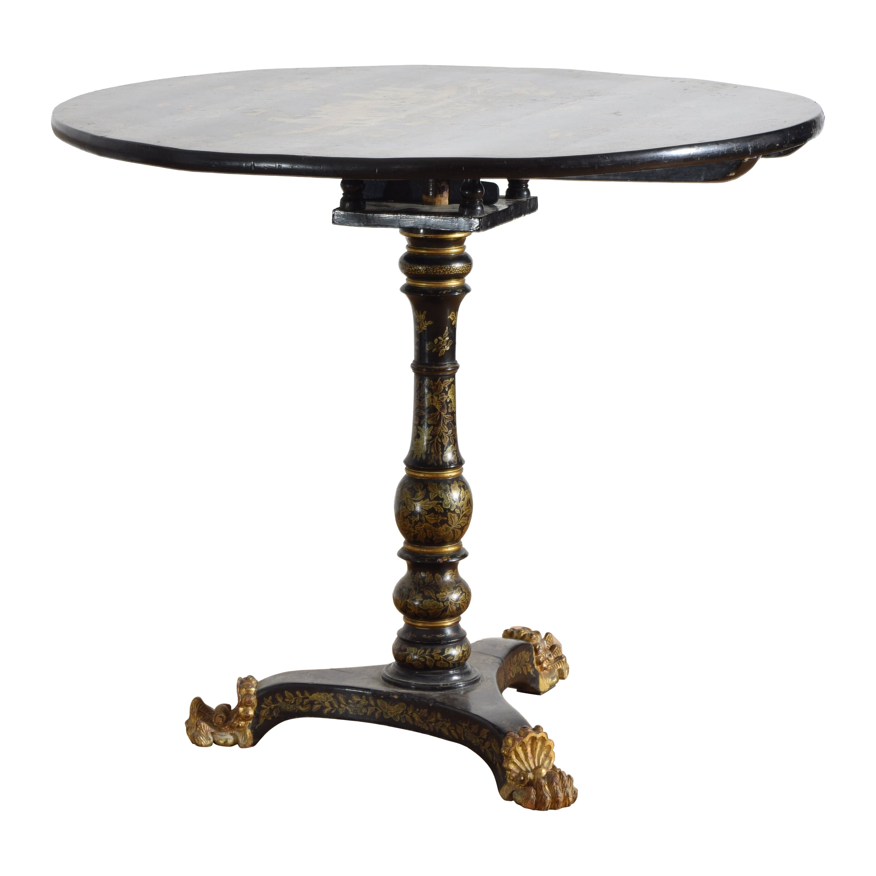 English Regency Revival Chinoiserie Tilt-Top Center Table, ca. 1865