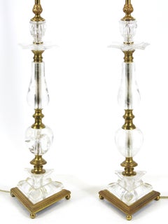 English Regency Rock Crystal & Gilt Bronze Lamps
