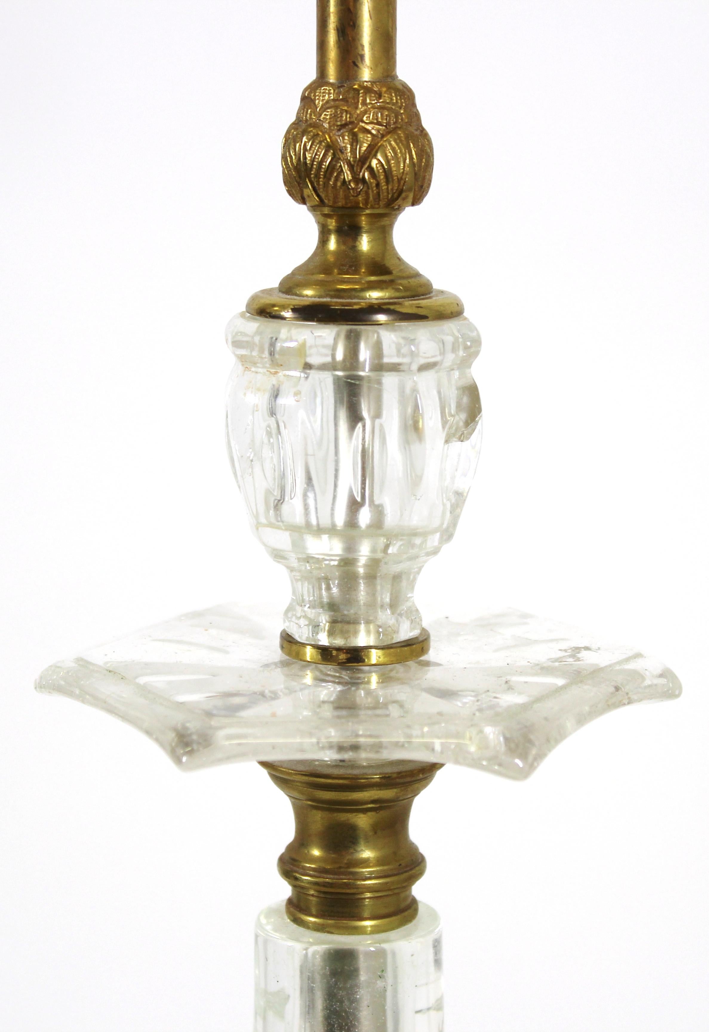19th Century English Regency Rock Crystal & Gilt Bronze Lamps