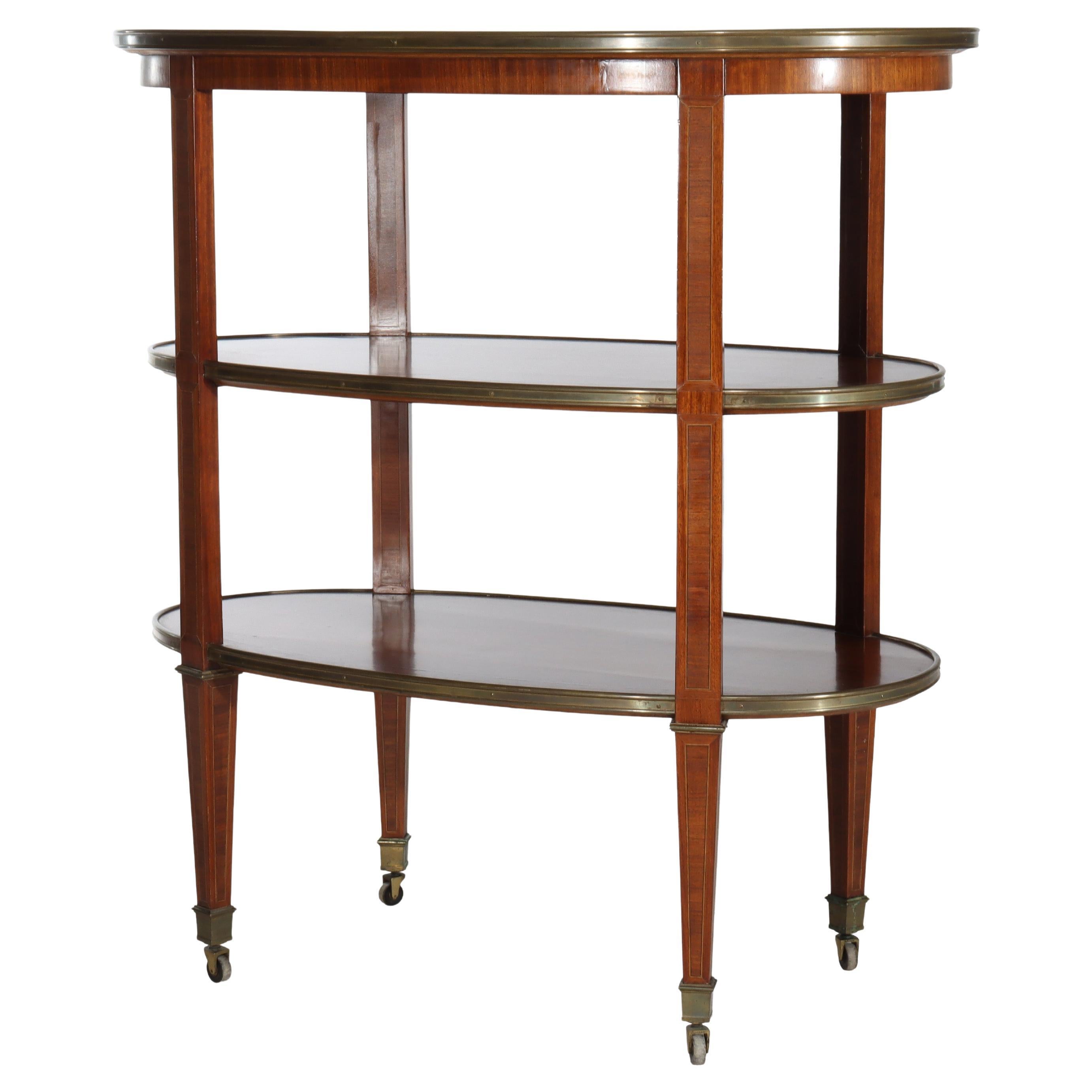 English Regency Rosewood 3-Tier Breakfast Table With Brass Inay & Trim 19thC For Sale