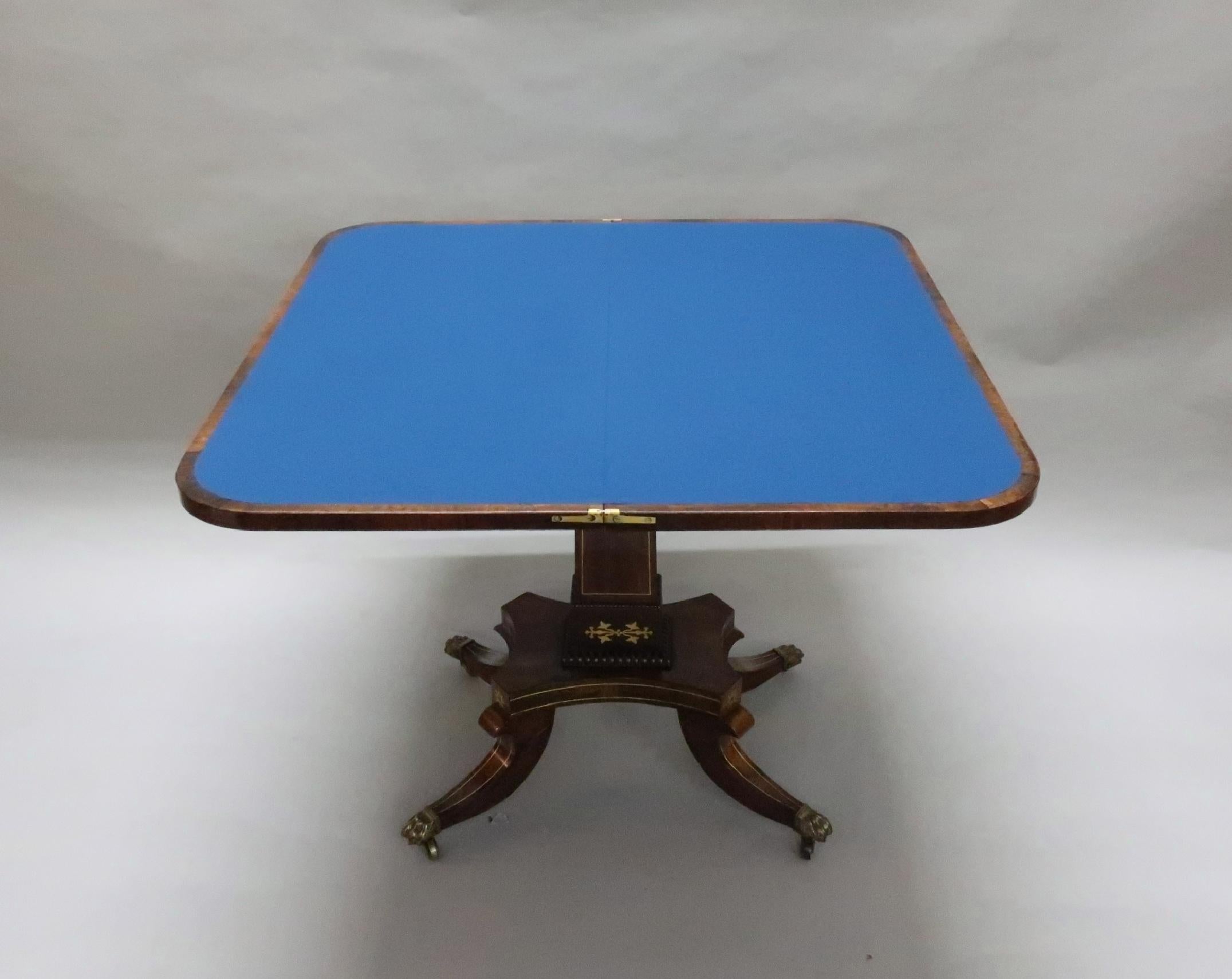 19th Century English Regency Rosewood and Brass Inlaid Side Table Attributed to John Mclean For Sale