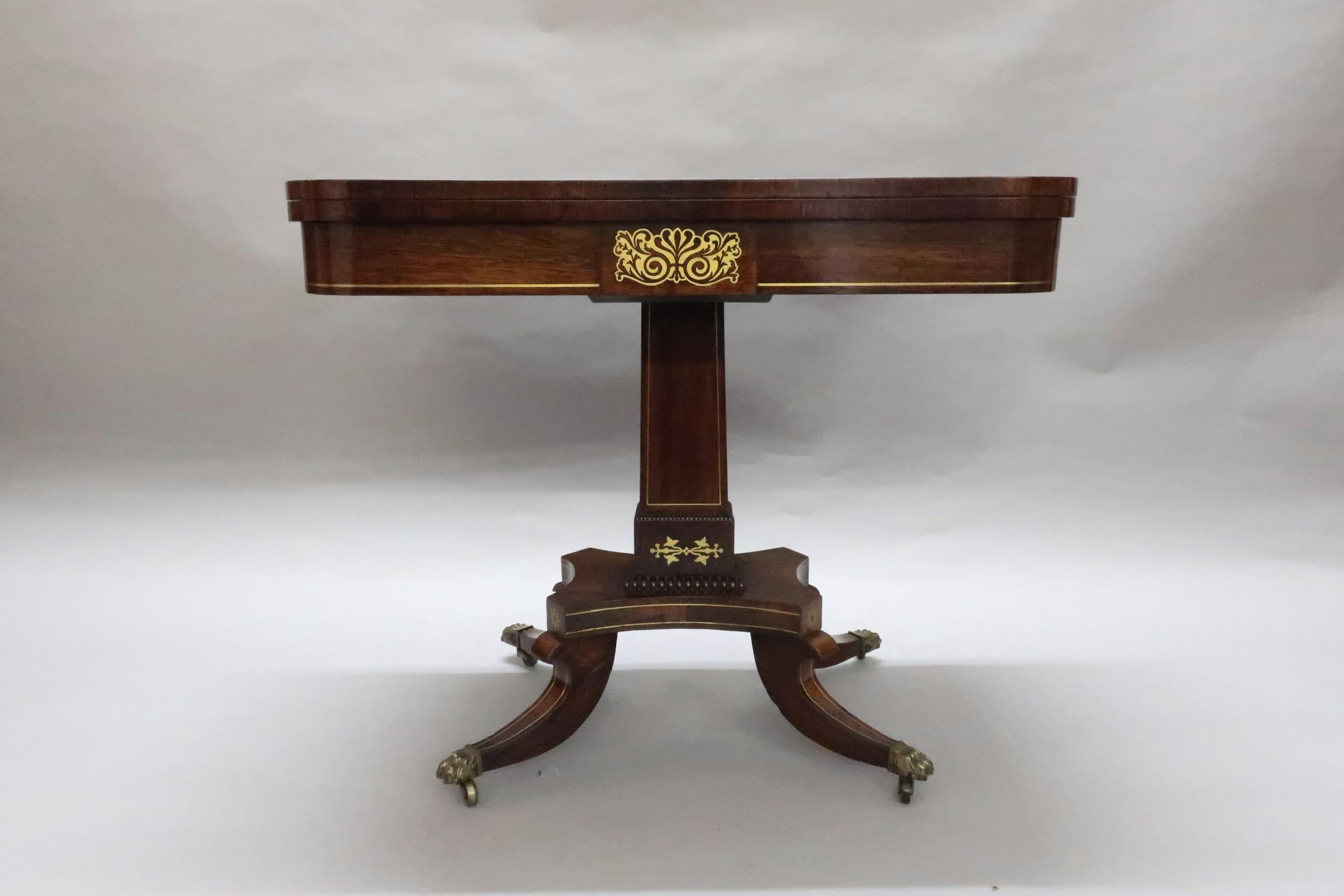 English Regency Rosewood and Brass Inlaid Side Table Attributed to John Mclean For Sale 1