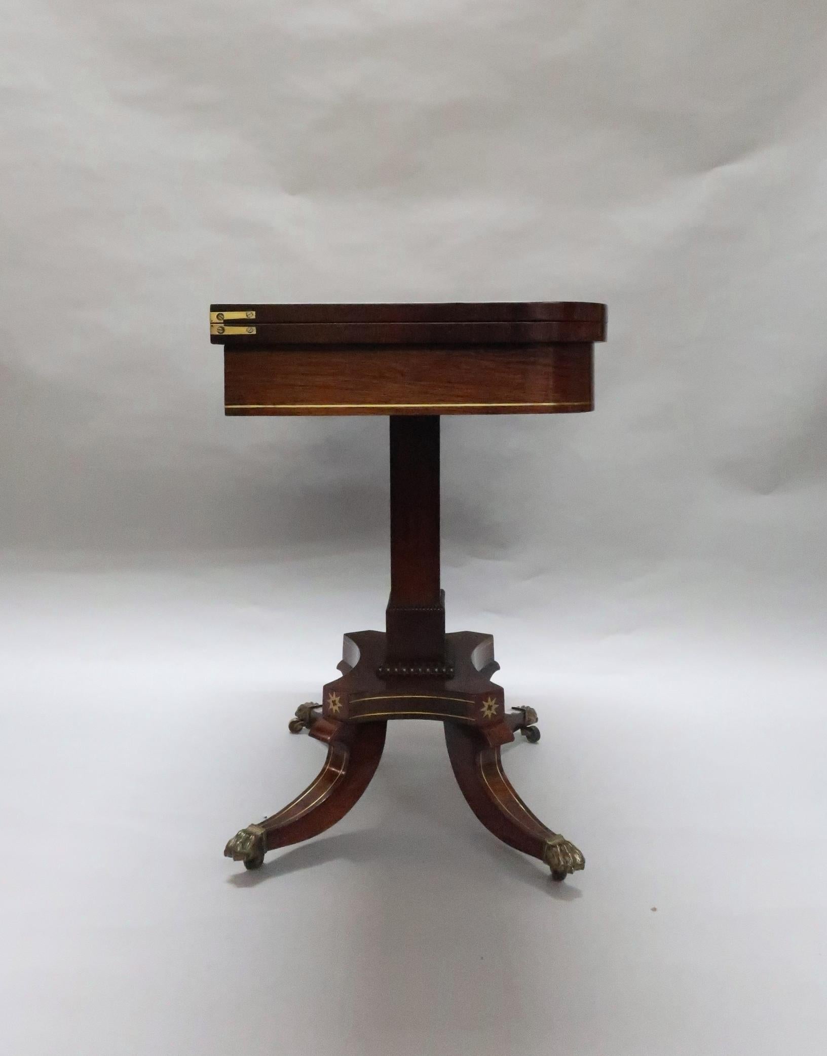 English Regency Rosewood and Brass Inlaid Side Table Attributed to John Mclean For Sale 2