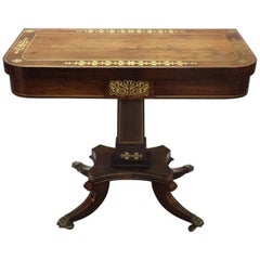 English Regency Rosewood and Brass Inlaid Side Table Attributed to John Mclean