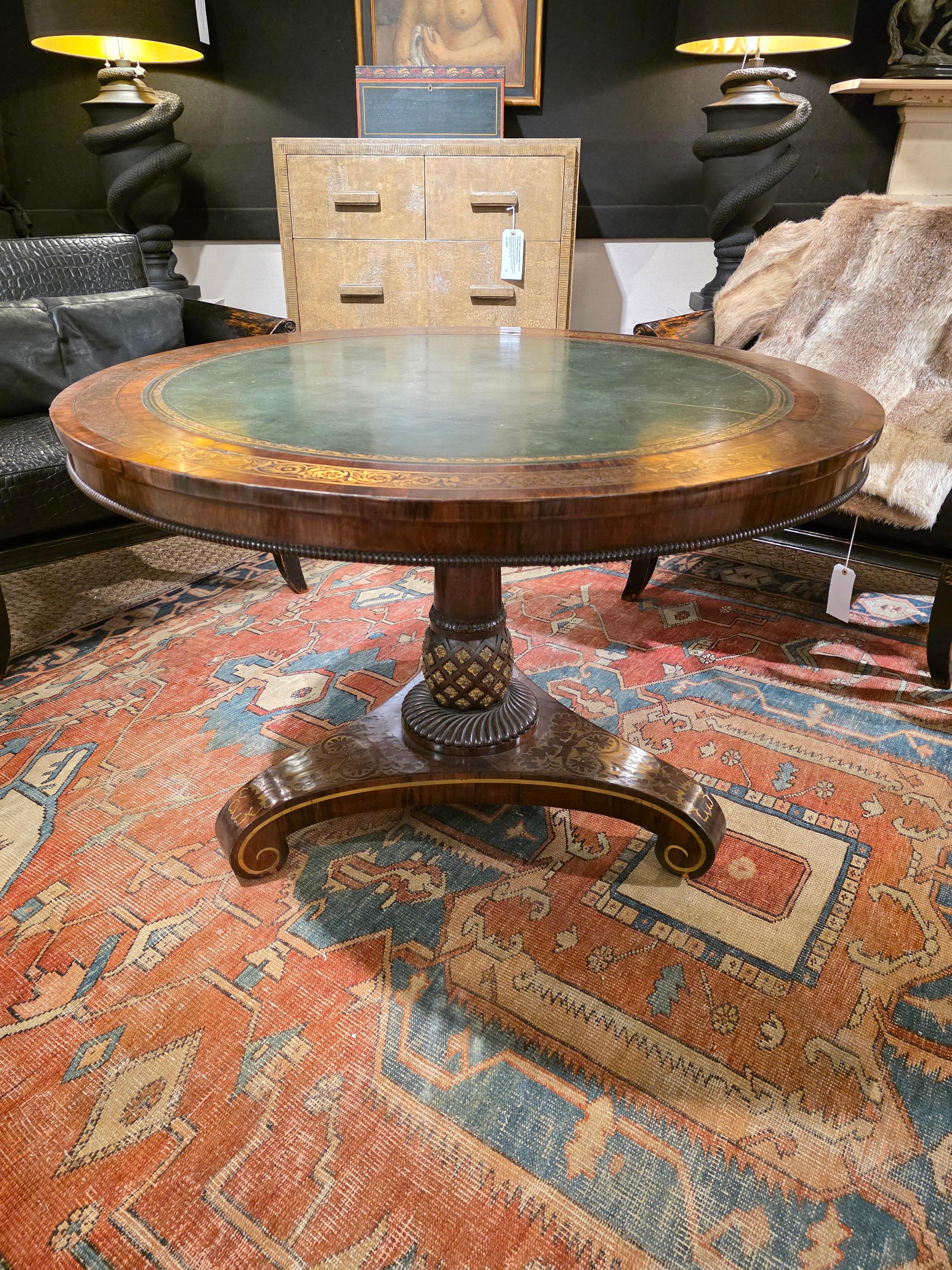 English Regency Rosewood and Brass Tilt-Top Table im Angebot 12