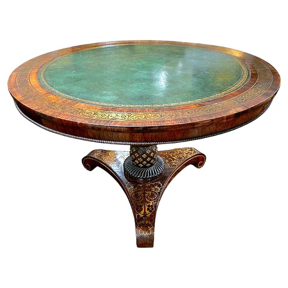 English Regency Rosewood and Brass Tilt-Top Table