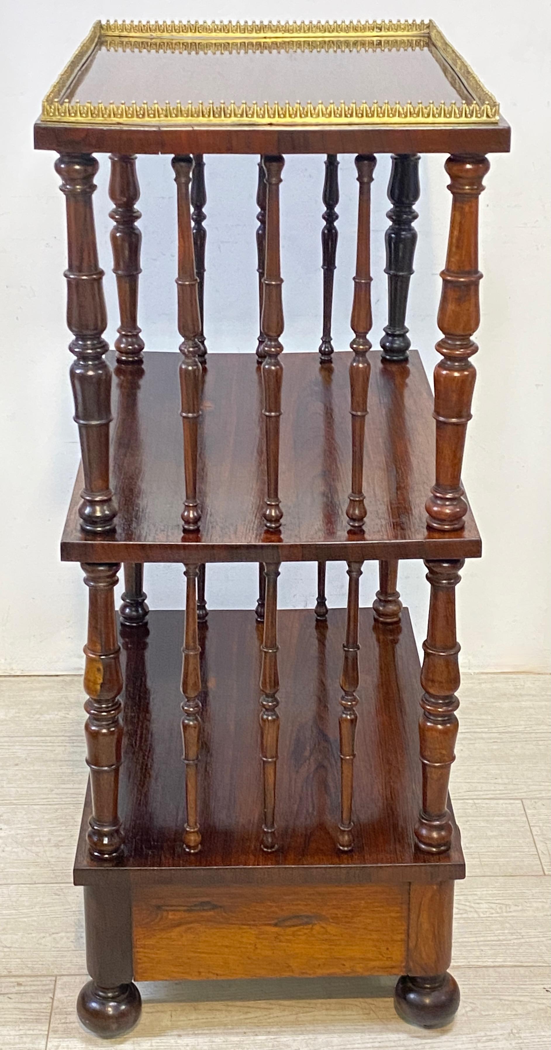 English Regency Rosewood and Walnut Silent Butler Serving Table Shelf circa 1830 For Sale 1