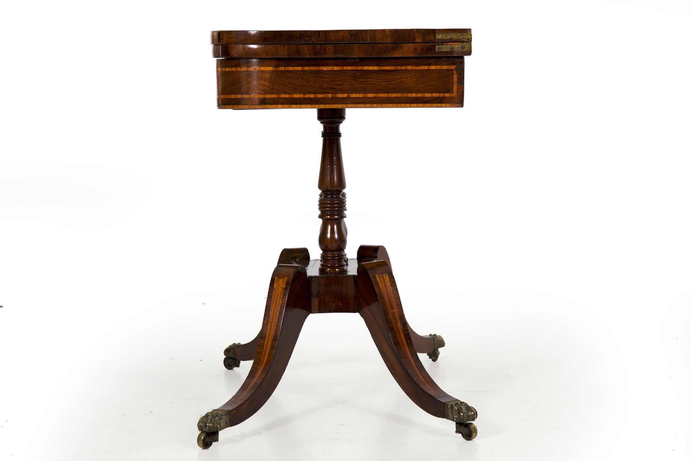 English Regency Rosewood Antique Games Card Table, circa 1815 6