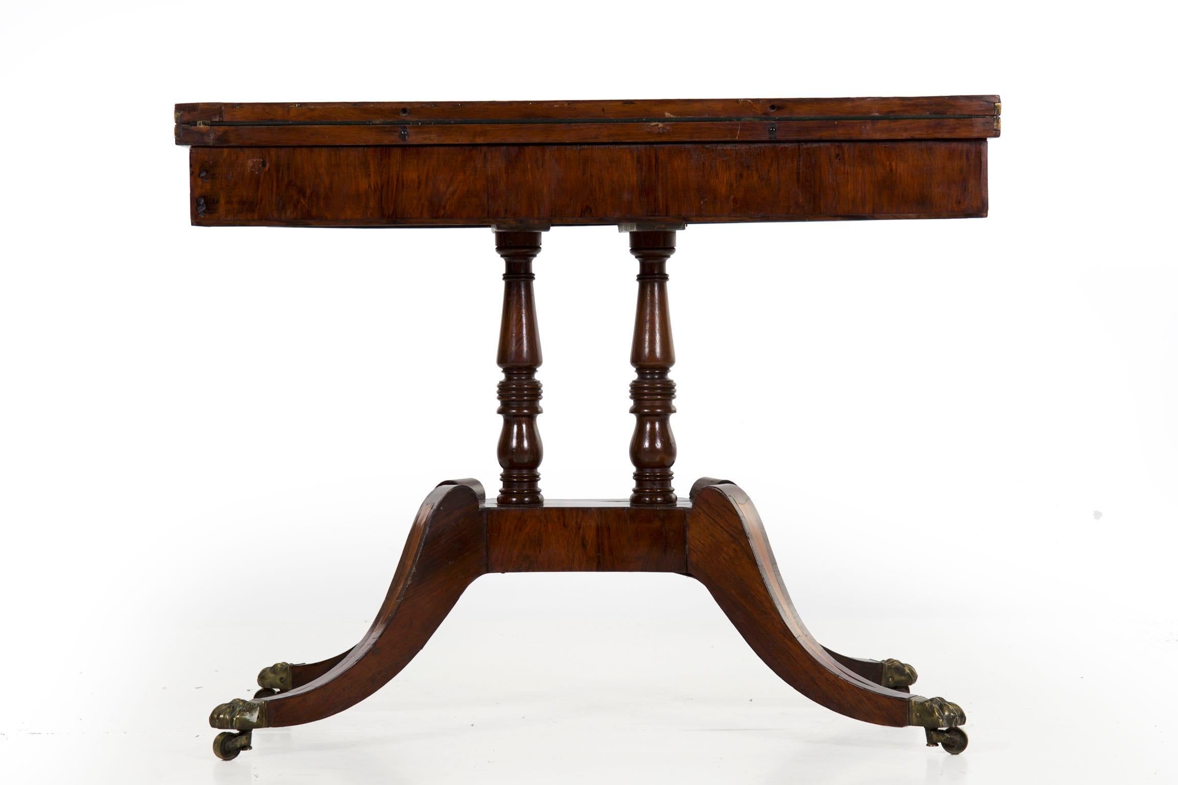 English Regency Rosewood Antique Games Card Table, circa 1815 11
