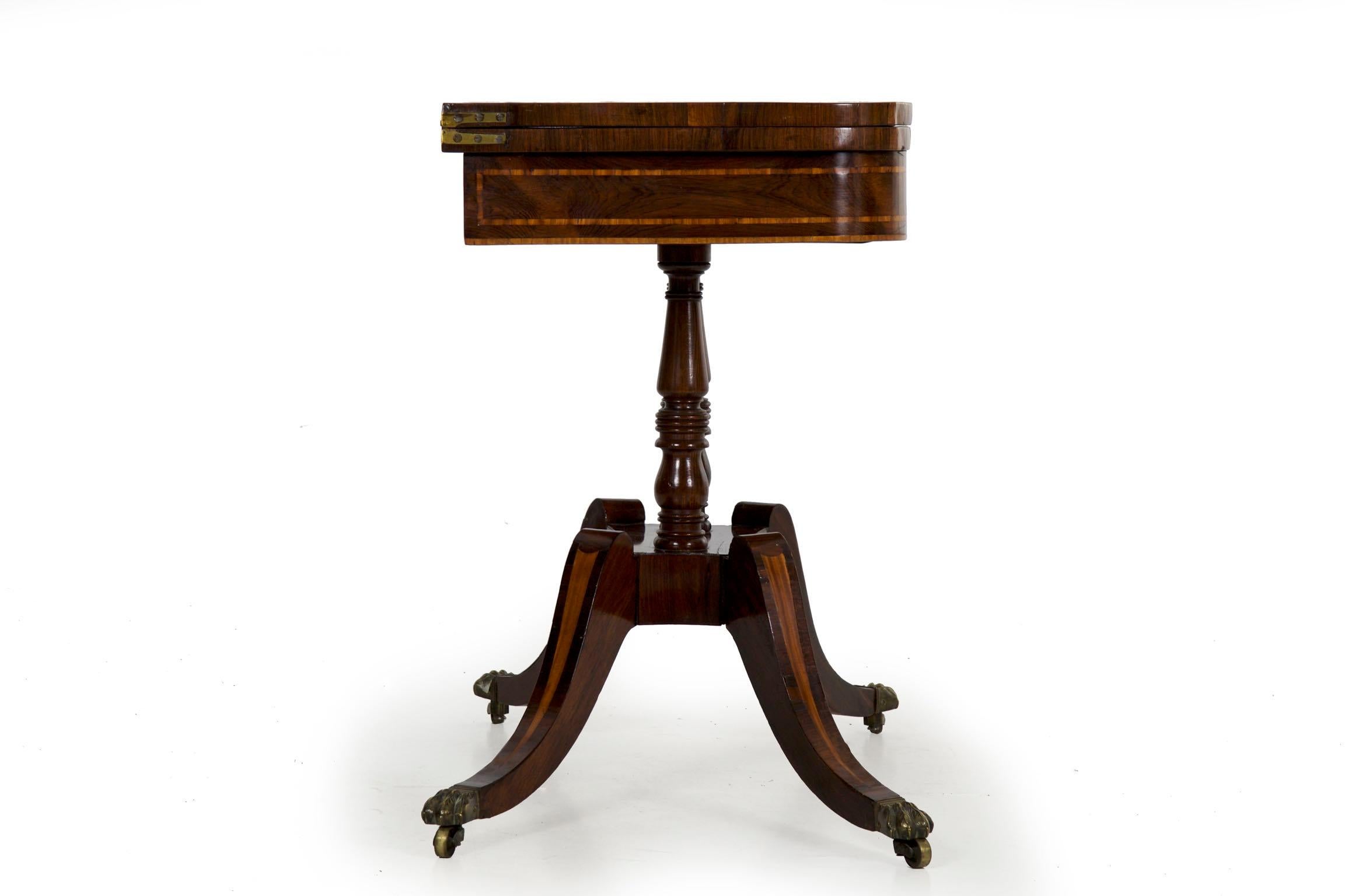 English Regency Rosewood Antique Games Card Table, circa 1815 12