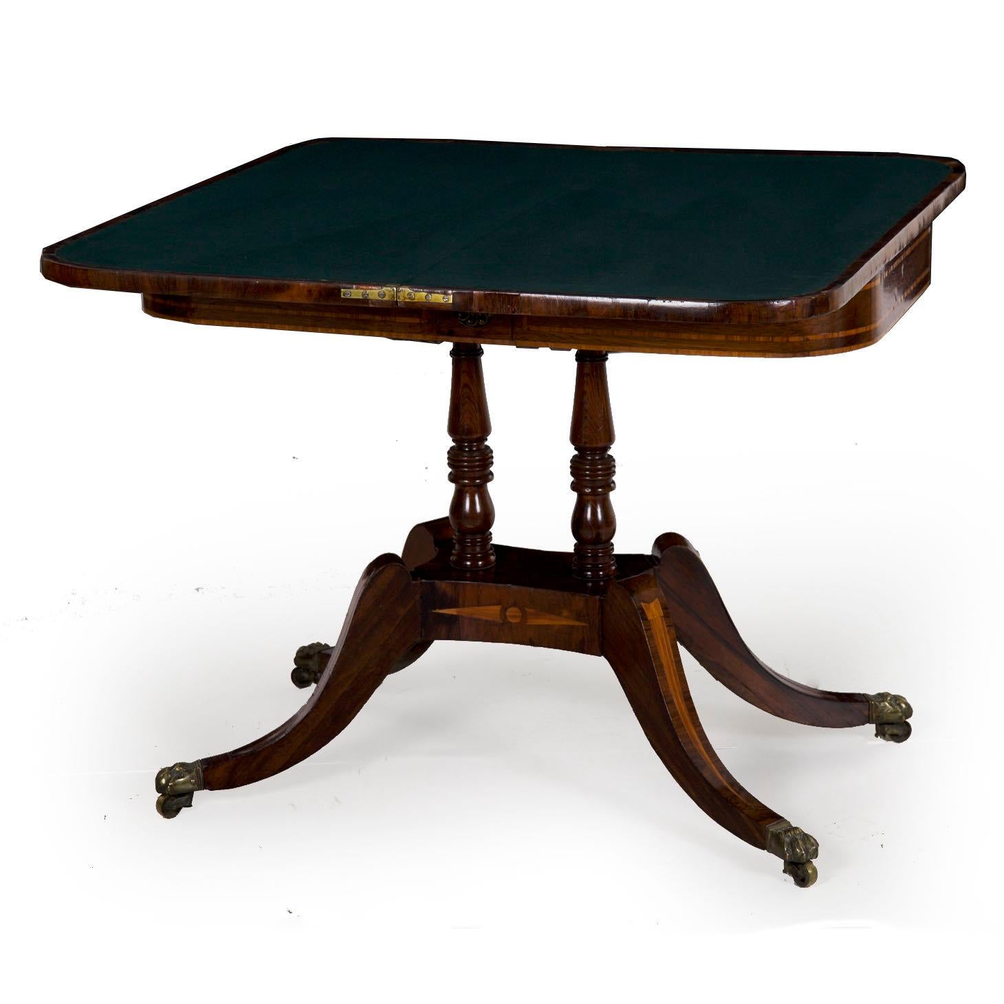 English Regency Rosewood Antique Games Card Table, circa 1815 In Good Condition In Shippensburg, PA