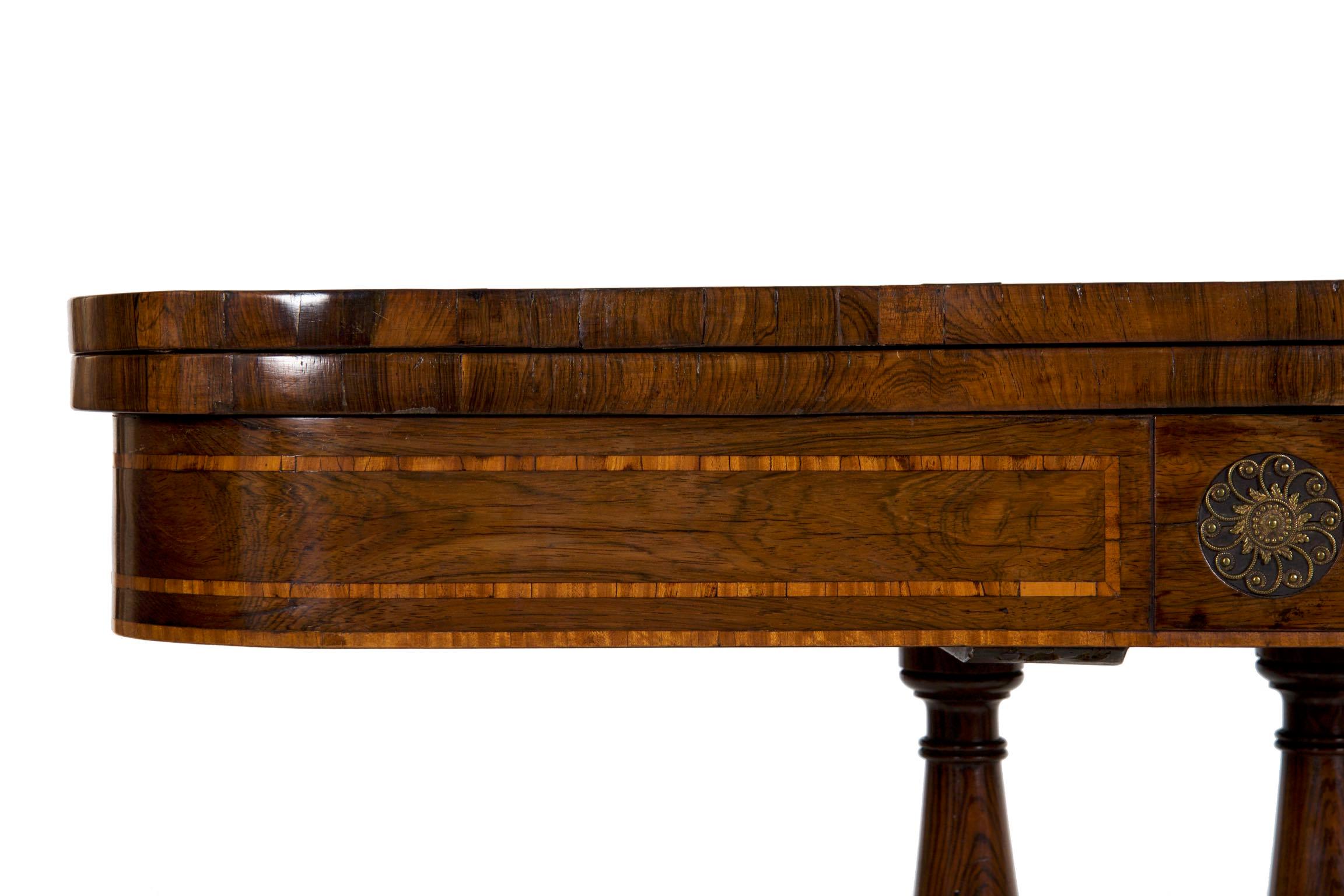 English Regency Rosewood Antique Games Card Table, circa 1815 2