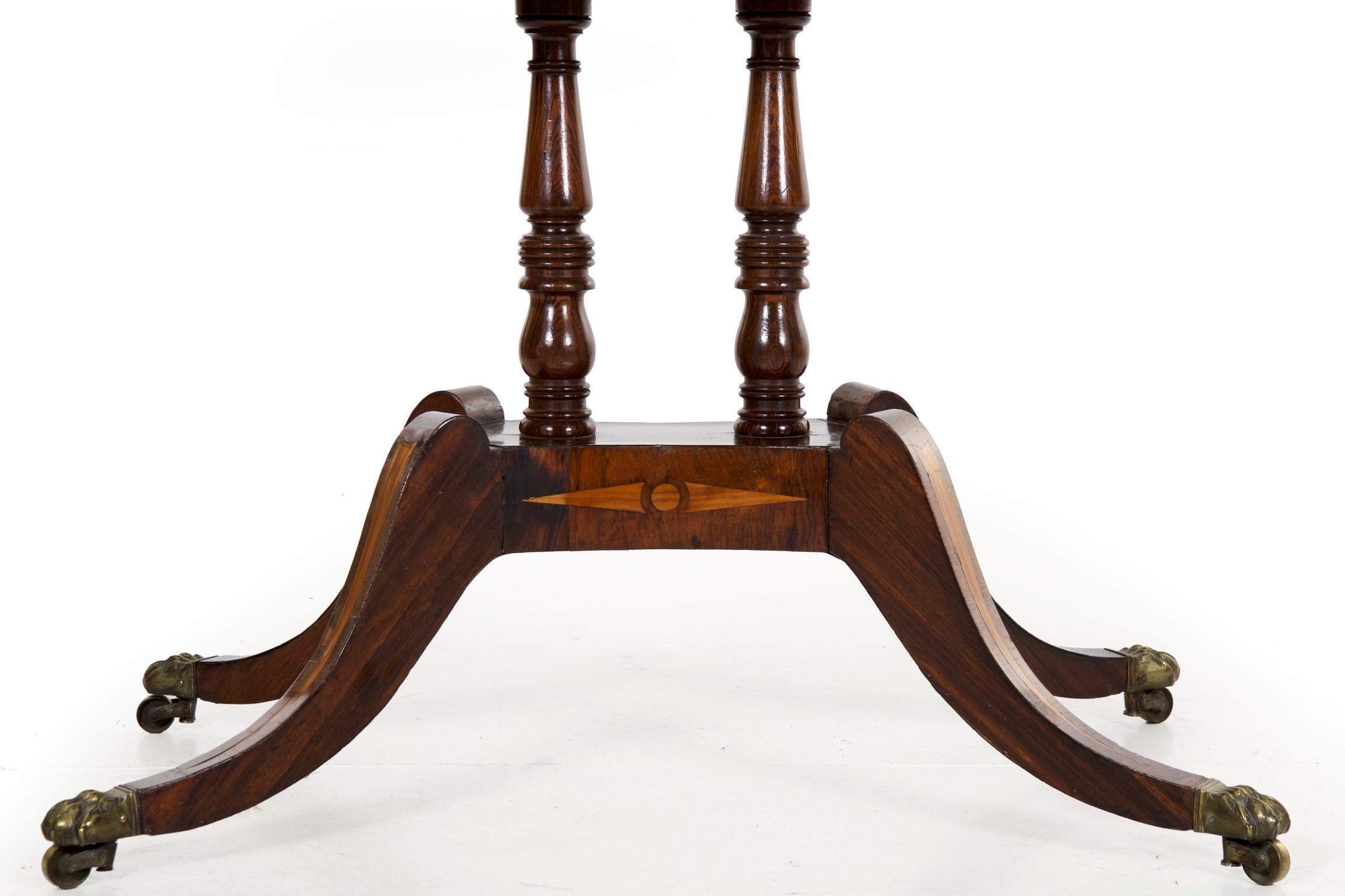 English Regency Rosewood Antique Games Card Table, circa 1815 4