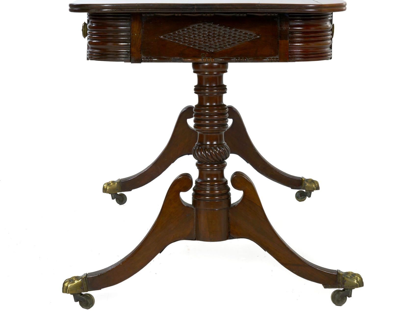 English Regency Rosewood Antique Writing Table Desk Console, circa 1820 5