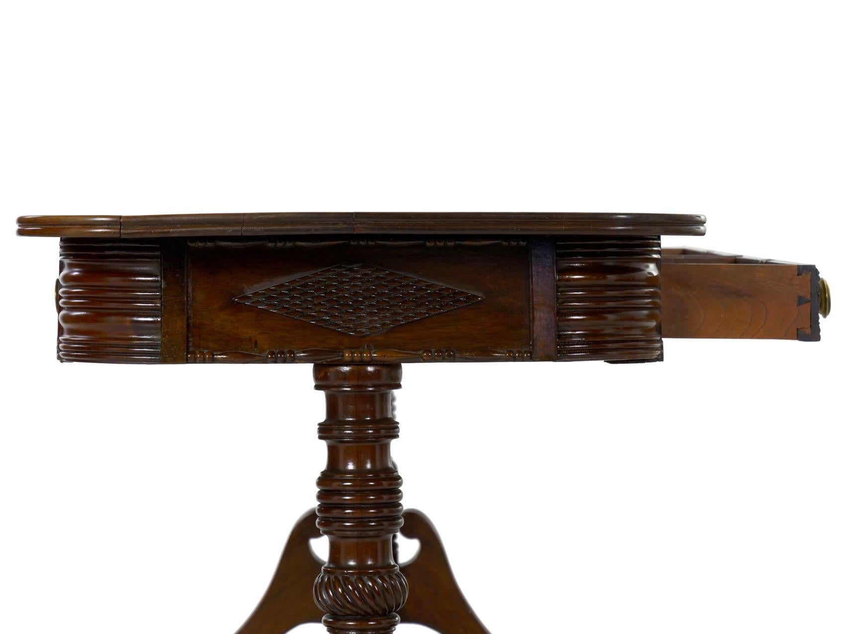 English Regency Rosewood Antique Writing Table Desk Console, circa 1820 12