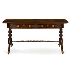 English Regency Rosewood Antique Writing Table Desk Console, circa 1820