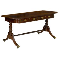 English Regency Rosewood Antique Writing Table Desk Console, circa 1820