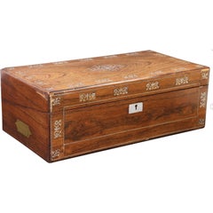 English Mother-of-Pearl inlaid Rosewood Box , Campaign Desk