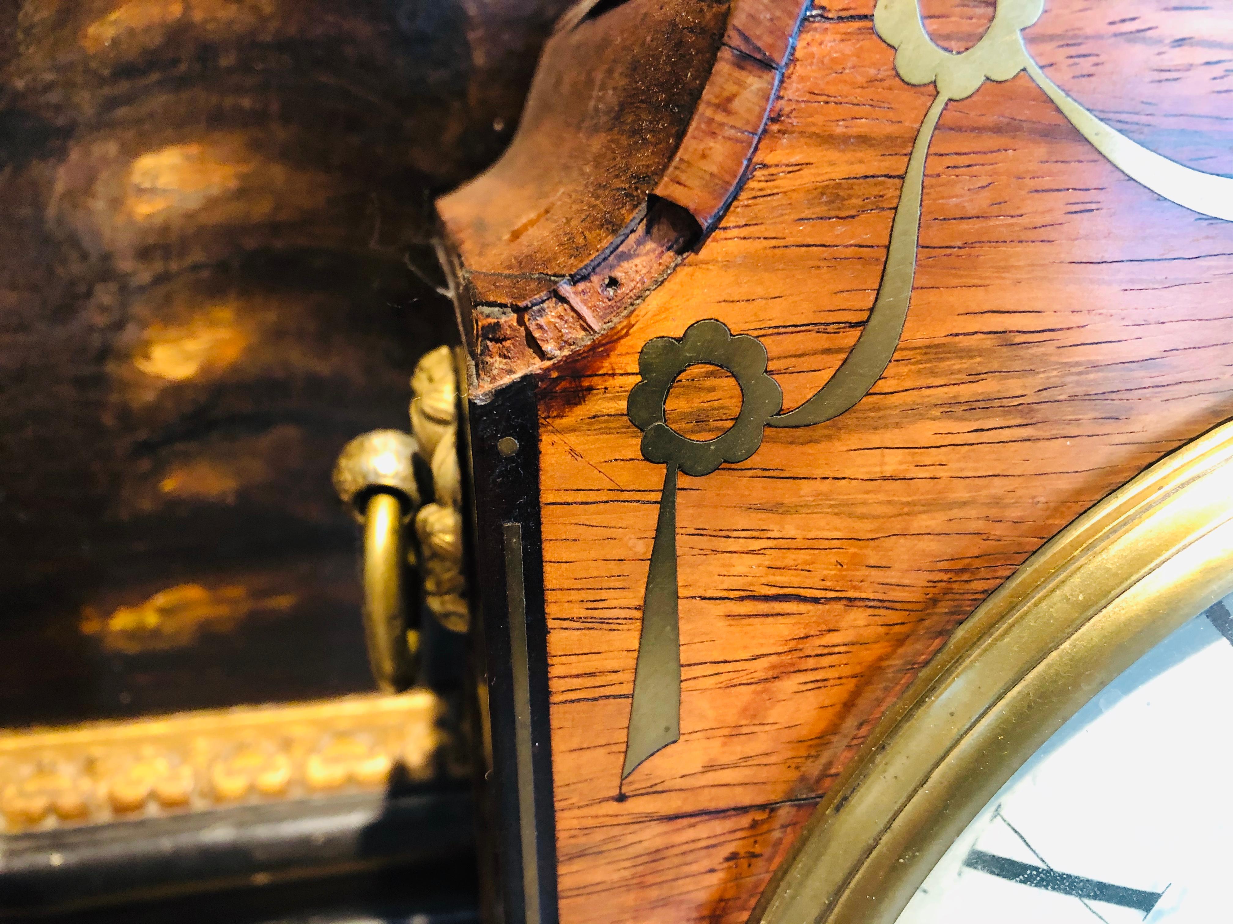 English Regency Rosewood Bracket Clock with Brass Inlay 3