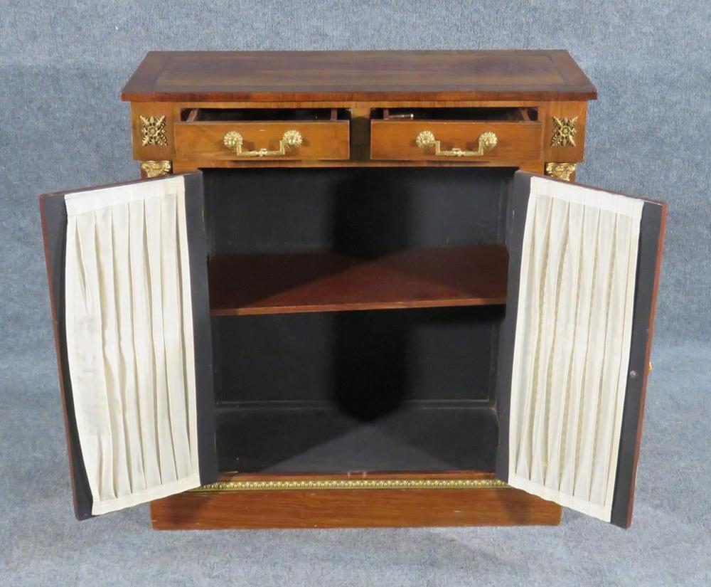 Late 19th Century English Regency Rosewood Bronze Mounted Two Door Side Cabinet Buffet Server 