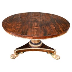 English Regency Rosewood Center Table with Gilt Embellishments