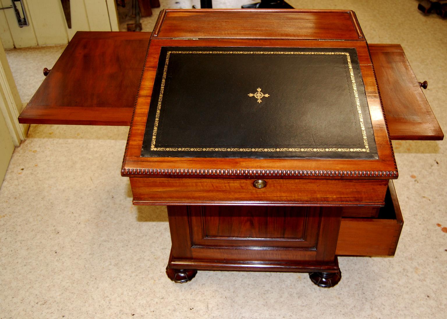 English Regency Rosewood Davenport Desk with Bookslides, Ink Drawer & Drawers 5