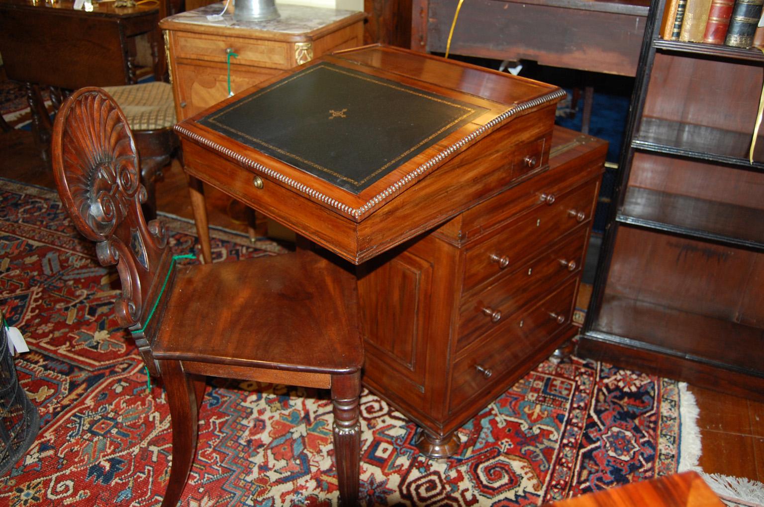 English Regency Rosewood Davenport Desk with Bookslides, Ink Drawer & Drawers 7